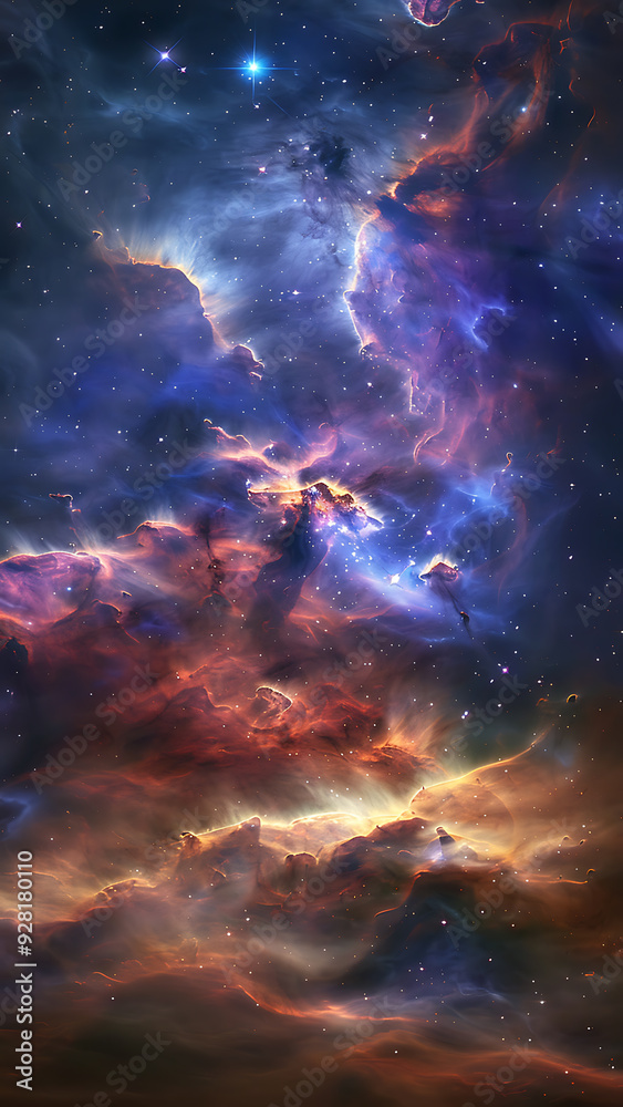 Colorful Nebula in Star-Filled Space