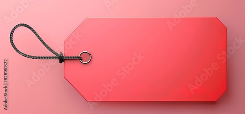 Blank pink price tag with a string and metal ring. Perfect for adding your own text or design.