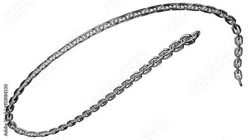 Men's Chain Jewelry, Stainless Steel Silver Lobster Claw Cardano Chain, Minimalist Necklace on White Background photo