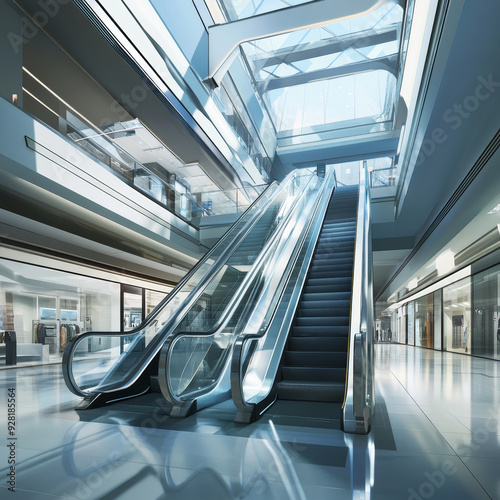 Shopping mall escalator