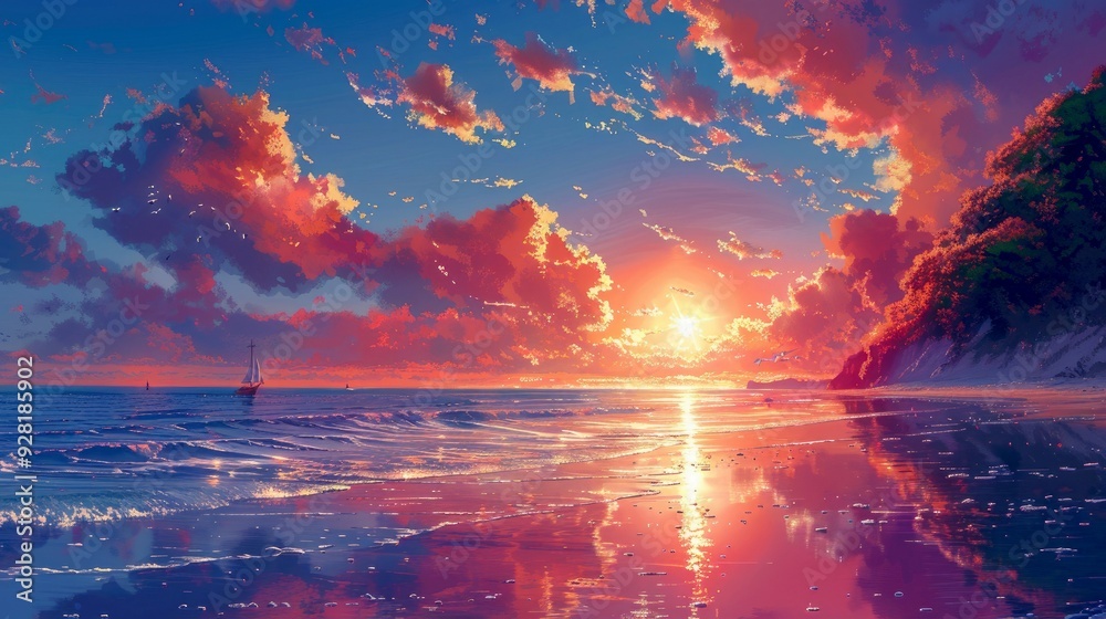A picturesque beach featuring warm sand, calm ocean waves, and a sunny sky, ideal for a day of leisure and enjoyment. A picturesque beach featuring warm sand, calm ocean waves, and a sunny sky, ideal for a day of leisure and enjoyment.