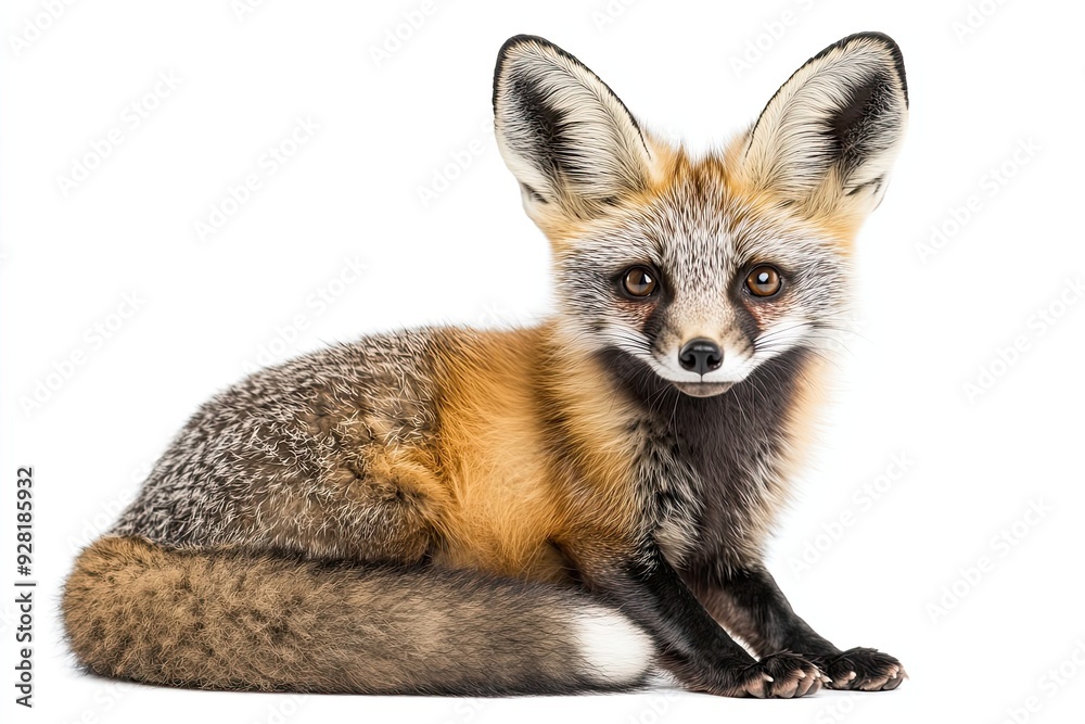 Obraz premium A Curious Bat Eared Fox Kit with Distinctive Fur Pattern