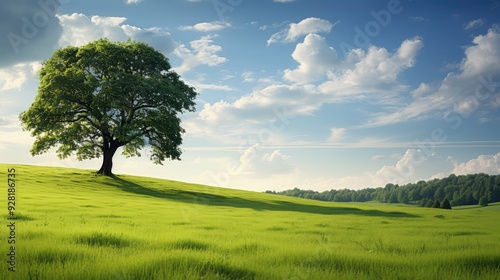 peaceful green grass and trees