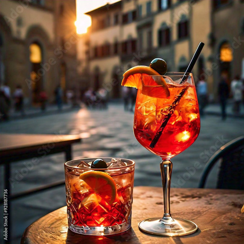 campari spritz en terraza de bar 
