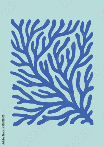 Abstract Sea Coral Vector Icon. Seaweed Organic Silhouette for Contemporary Summer Design, Logo, Print. Boho Hand Drawn Reef Form. Modern Poster with Irregular Cutout Coral Shape. Naive Art Style