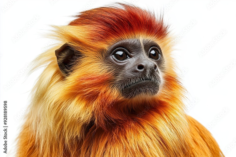 Obraz premium Close-up Portrait of a Golden-haired Monkey with Brown Eyes