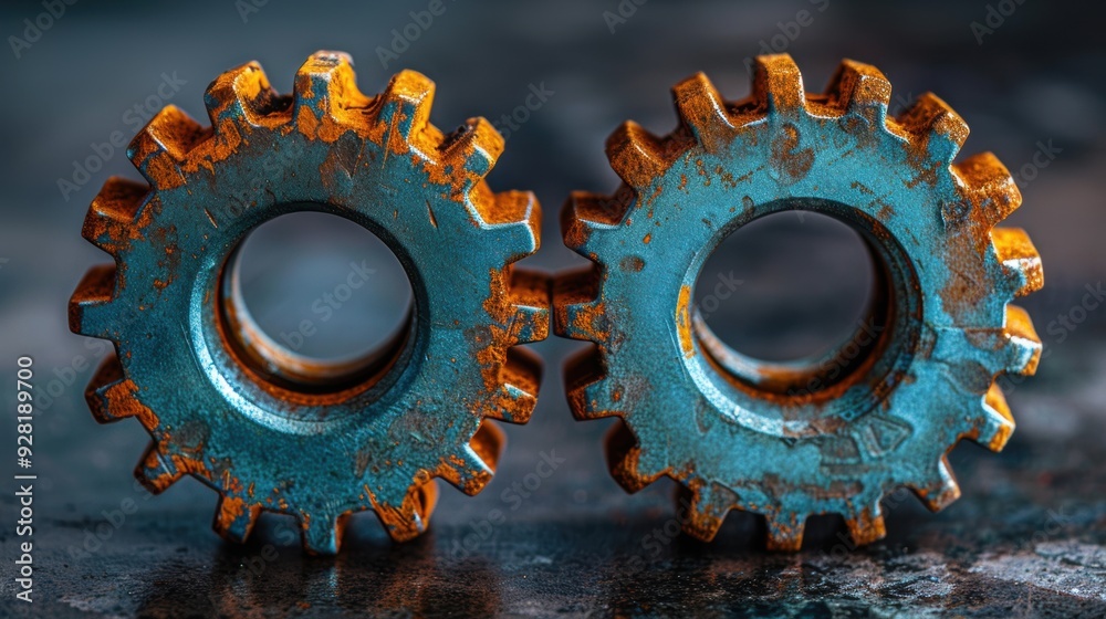 Two interlocking gears, cogs, or shapes, representing collaboration and partnership. Two interlocking gears, cogs, or shapes, representing collaboration and partnership.