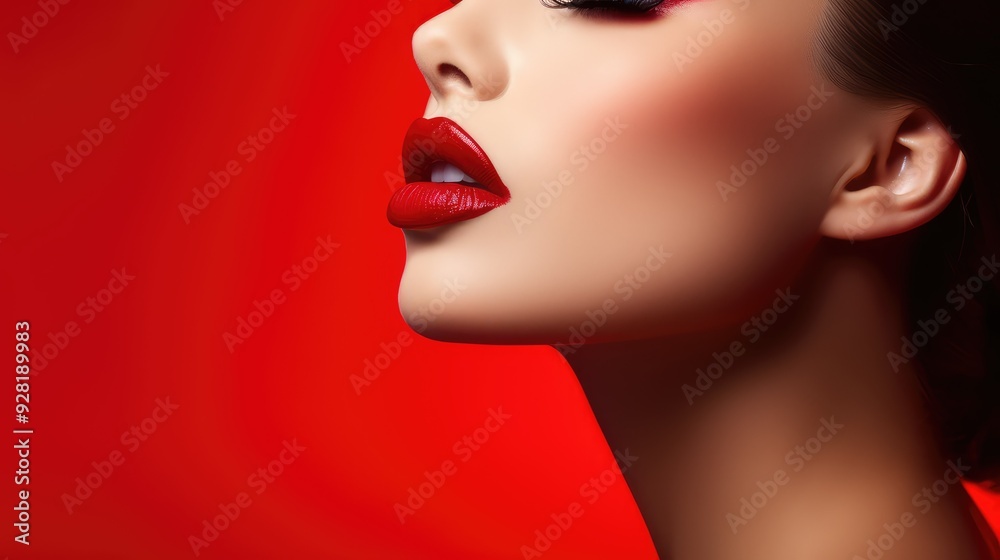 plump red background lips plump red background lips