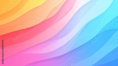 Bright pastel gradient background with soft waves creates a calm and cheerful vibe, perfect for modern designs.