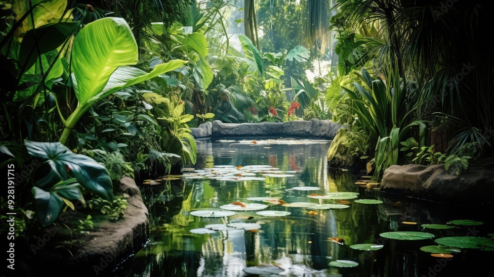 Fototapeta premium serene green tropical plants