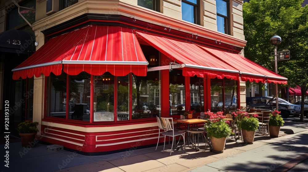Obraz premium charming red awning