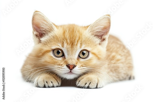 Close-up Portrait of a Curious Orange Tabby Kitten with Green Eyes