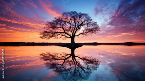 reflection tree silhouette