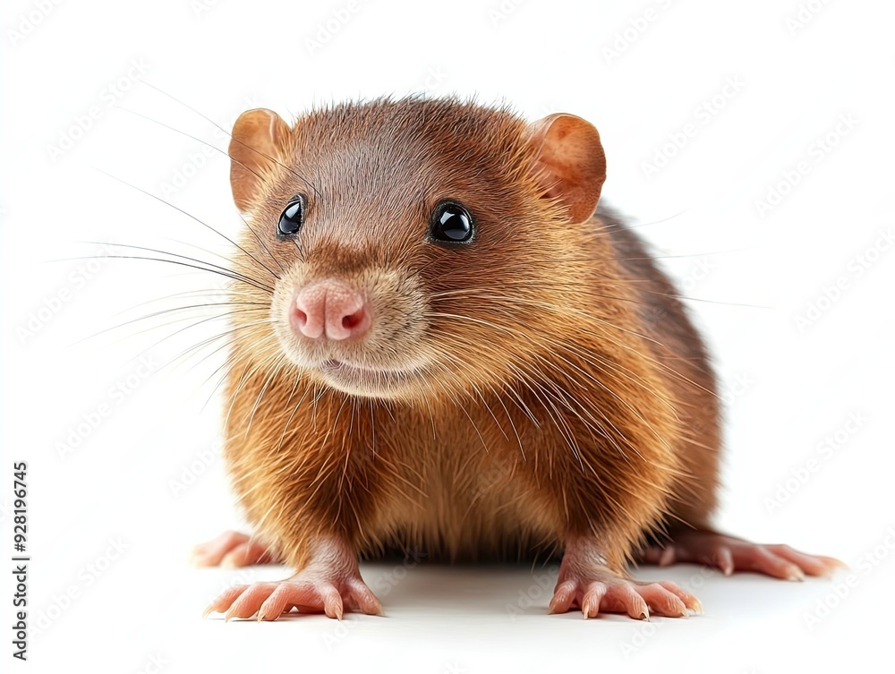 Close-up Portrait of a Brown Rat with Black Eyes
