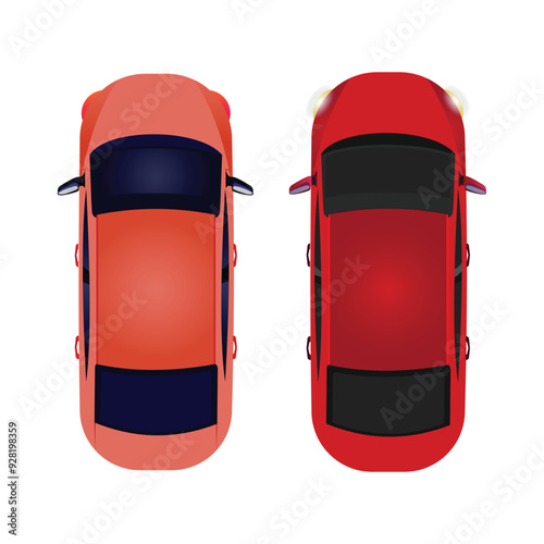 car vehicle transport upper view, red and peach color