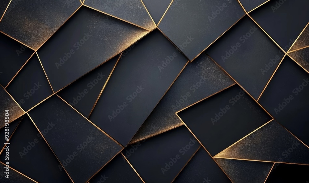 Abstract golden lines on black BG. Luxury universal frame. Premium 3d design. Geometric triangle borders with copy space in center. Right left down up, Generative AI Abstract golden lines on black BG. Luxury universal frame. Premium 3d design. Geometric triangle borders with copy space in center. Right left down up, Generative AI