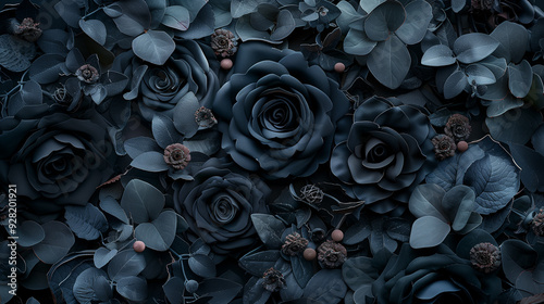 Dark background, full with dark roses photo