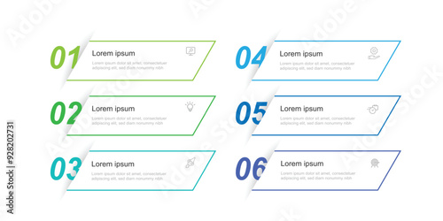 Design template infographic vector element with 6 step process or option