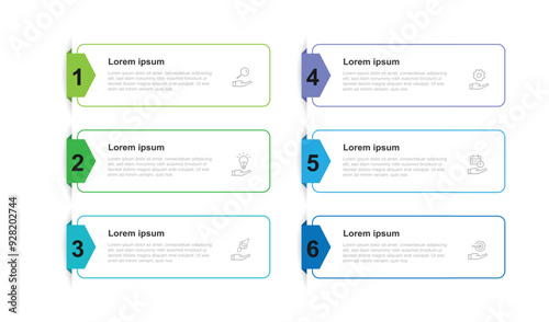 Design template infographic vector element with 6 step process suitable for business information and web presentation