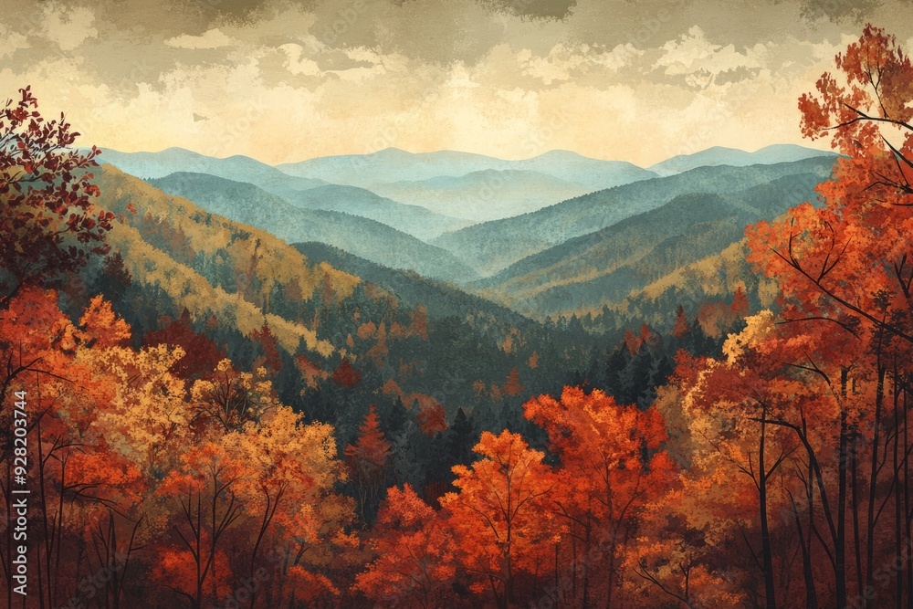 illustration of Autumn in the Appalachians illustration of Autumn in the Appalachians