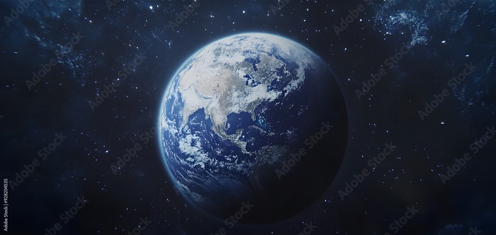 A beautiful blue star, Earth, with clouds, oceans, and continents visible in the dark and vast universe seen from space. A beautiful blue star, Earth, with clouds, oceans, and continents visible in the dark and vast universe seen from space.