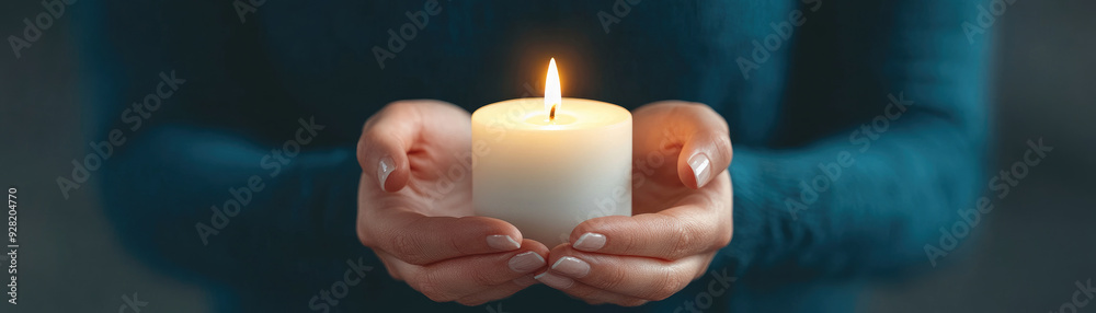 A serene moment of a woman praying with a glowing candle in her hands, symbolizing faith and spirituality in a quiet setting. A serene moment of a woman praying with a glowing candle in her hands, symbolizing faith and spirituality in a quiet setting.