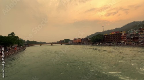 Haridwar | Evening view of Har Ki Pauri, Haridwar | Ganga river flowing in Haridwar | Haridwar Kumbh Mela photo