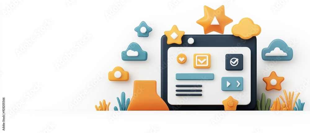 A vibrant illustration of a user interface featuring colorful icons and elements, perfect for digital design concepts. A vibrant illustration of a user interface featuring colorful icons and elements, perfect for digital design concepts.