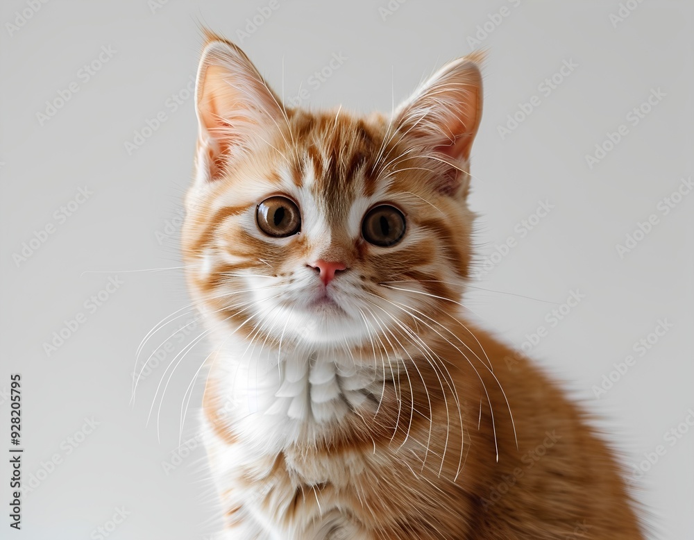 Cute Orange Tabby Cat with white background. Cute Orange Tabby Cat with white background.