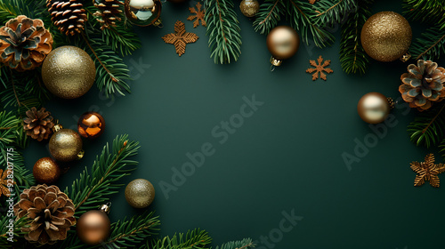 Wallpaper for christmas with green background and christmas decoration
