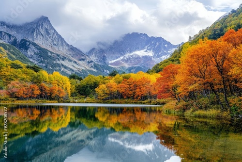 Colorful autumn fall foliage at the mountains