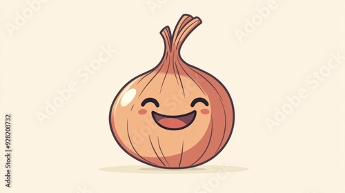 cartoon smiling onion, cute illustration