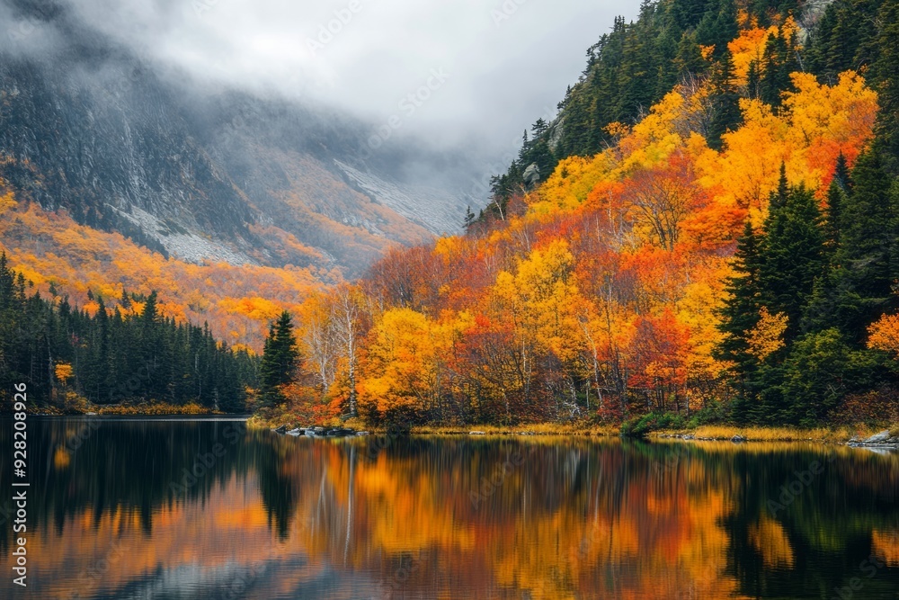 Fototapeta premium Colorful autumn fall foliage at the mountains