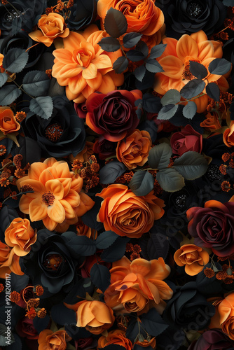 Black and orange roses for halloween
