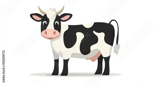 cute cartoon cow illustration isolated on white background