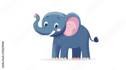 cute cartoon elephant illustration isolated on white background