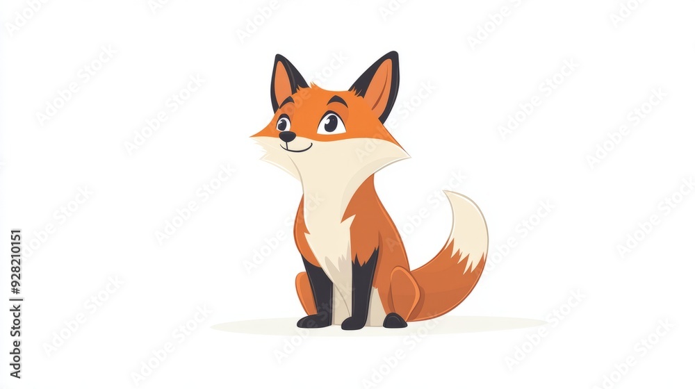 Fototapeta premium cute cartoon fox illustration isolated on white background