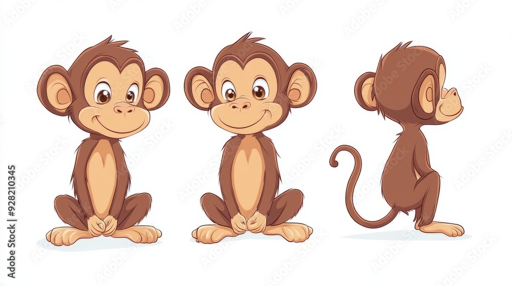 cute cartoon monkeys illustration isolated on white background cute cartoon monkeys illustration isolated on white background