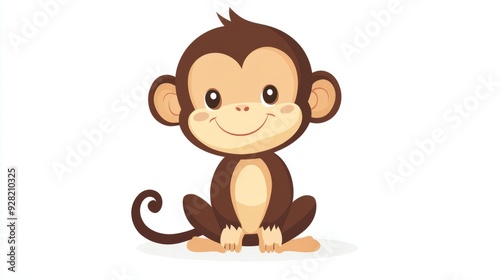 Wallpaper Mural cute cartoon monkey illustration isolated on white background Torontodigital.ca