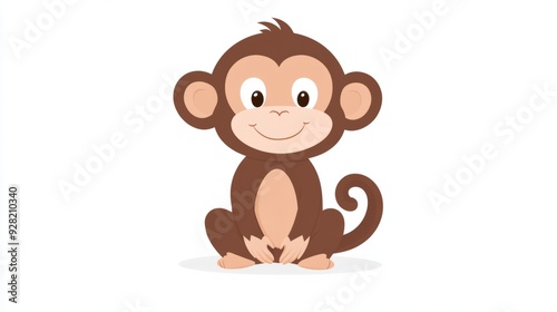 cute cartoon monkey illustration isolated on white background