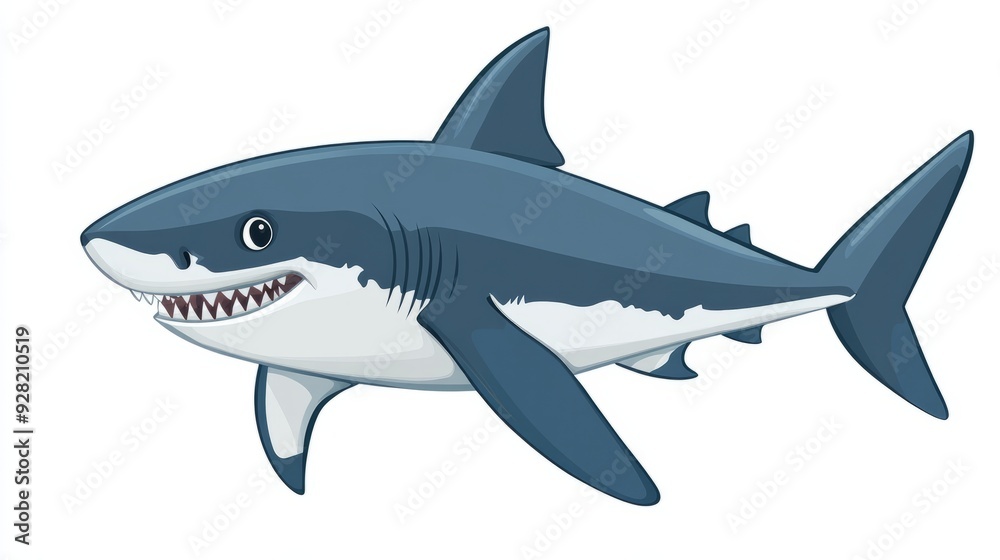 cute cartoon shark illustration isolated on white background cute cartoon shark illustration isolated on white background