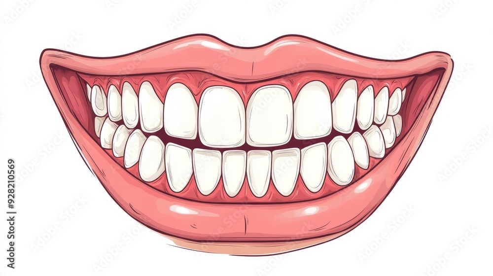 Naklejka premium mouth illustration, teeth illustration. smiling mouth illustration.