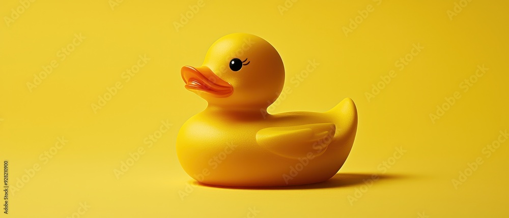 A vibrant yellow rubber duck against a bright yellow background, perfect for playful and cheerful imagery. A vibrant yellow rubber duck against a bright yellow background, perfect for playful and cheerful imagery.