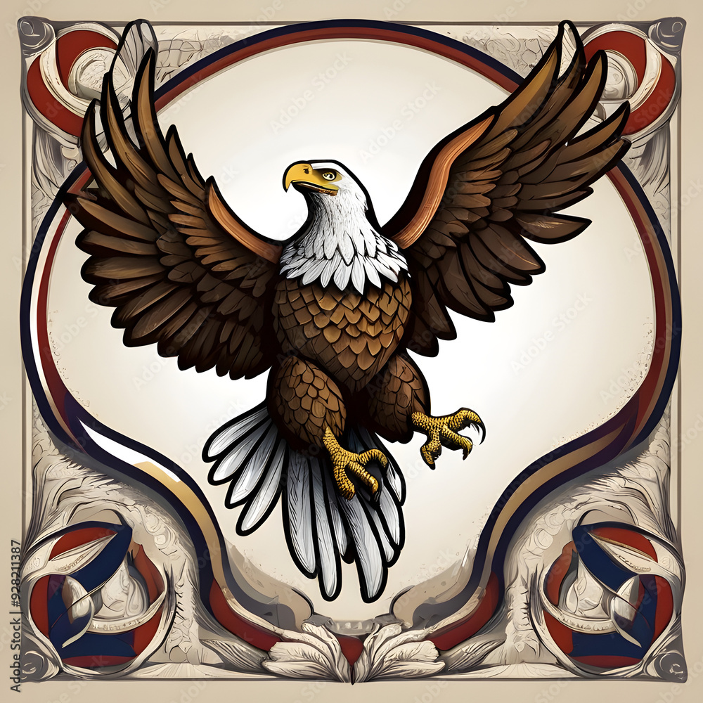 Fototapeta premium American bald eagle head illustration logo of a American eagle head American bald eagle
