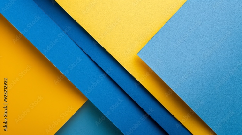 Abstract blue and yellow paper layered background with geometric shapes, modern material design concept for creative graphic projects, web design, and minimalist art Abstract blue and yellow paper layered background with geometric shapes, modern material design concept for creative graphic projects, web design, and minimalist art