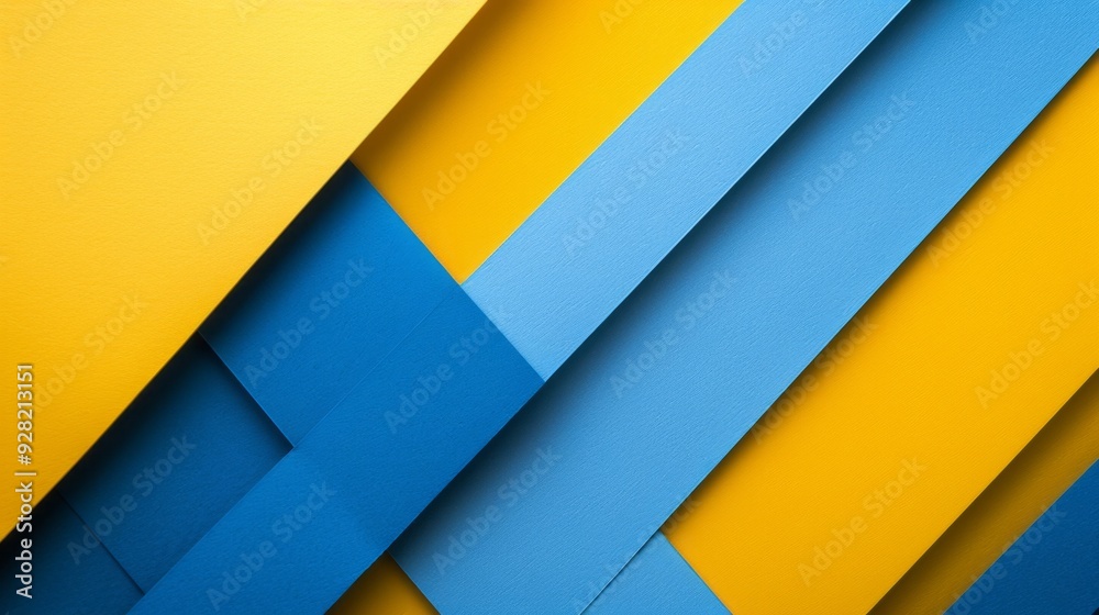 Abstract blue and yellow paper layered background with geometric shapes, modern material design concept for creative graphic projects, web design, and minimalist art Abstract blue and yellow paper layered background with geometric shapes, modern material design concept for creative graphic projects, web design, and minimalist art