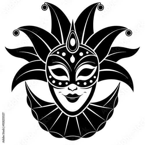 Venetian carnival mask silhouette vector illustration 