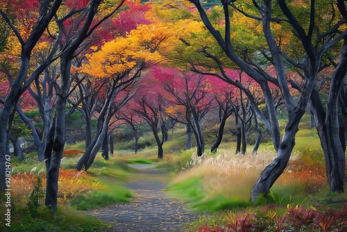 Colorful autumn fall foliage Hitachi National Seaside Park , Ibaraki Prefecture,  Japan photo