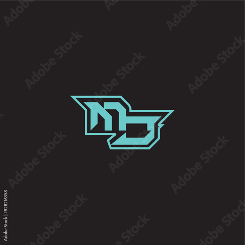 dynamic gaming monogram logo sporty and bold concept MJ blue esport letter