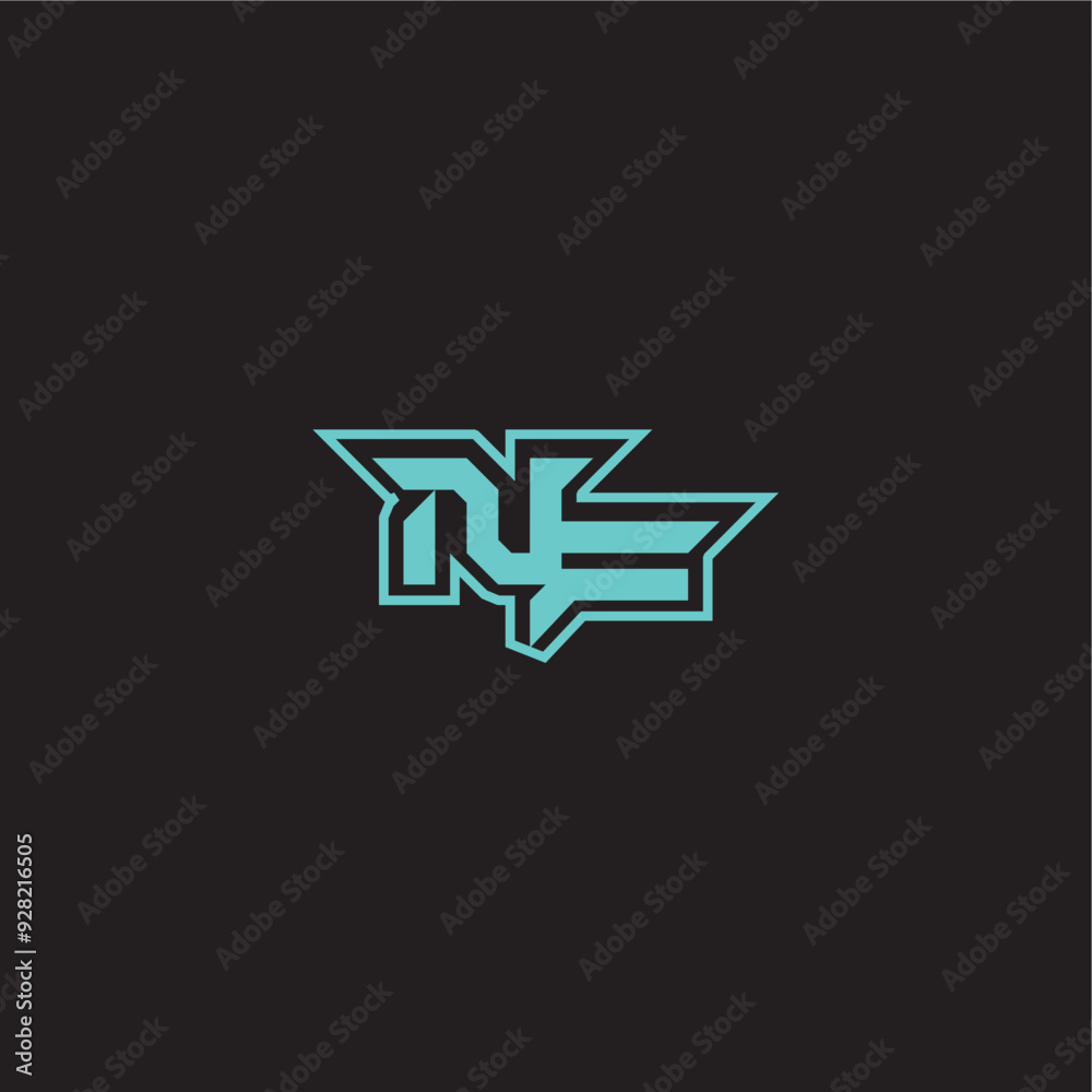dynamic gaming monogram logo sporty and bold concept NF blue esport letter dynamic gaming monogram logo sporty and bold concept NF blue esport letter